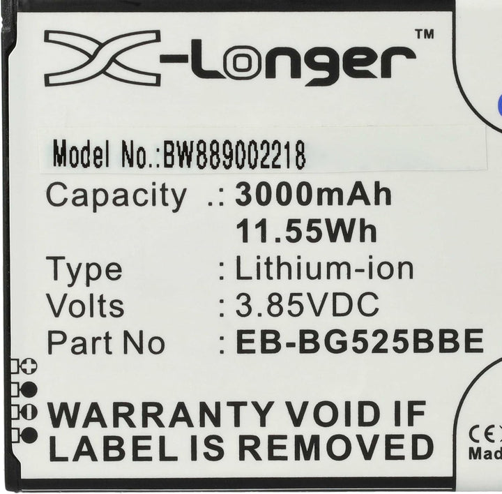 vhbw 1x Akku Ersatz für Samsung EB-BG525BBE, GH43-05060A für Handy Smartphone Telefon (3000 mAh, 3,8