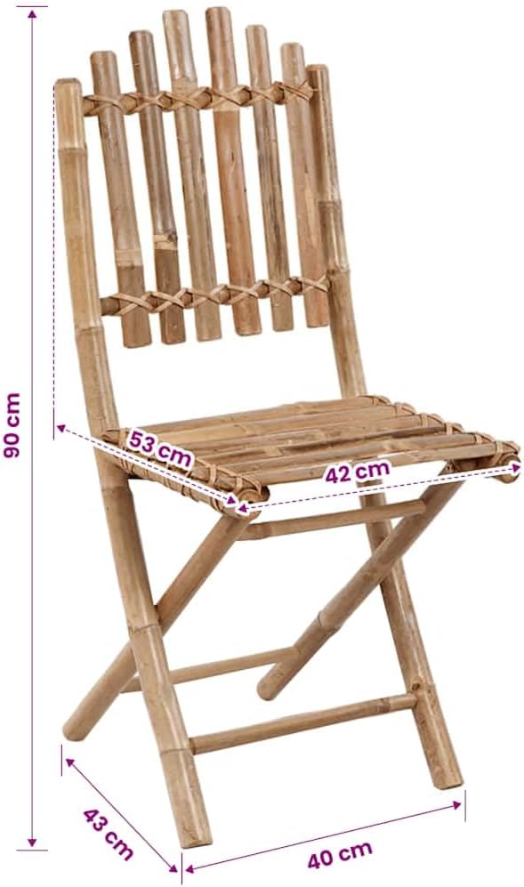vidaXL 4X Bambus Klappstuhl Gartenstuhl Gartenmöbel Klappstühle Balkon Sühle, 4x