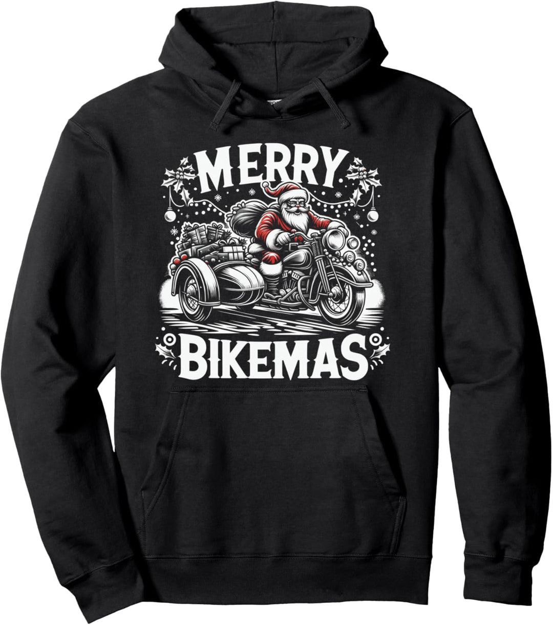 Weihnachtsmann auf Motorrad Biker Weihnachten Pullover Hoodie
