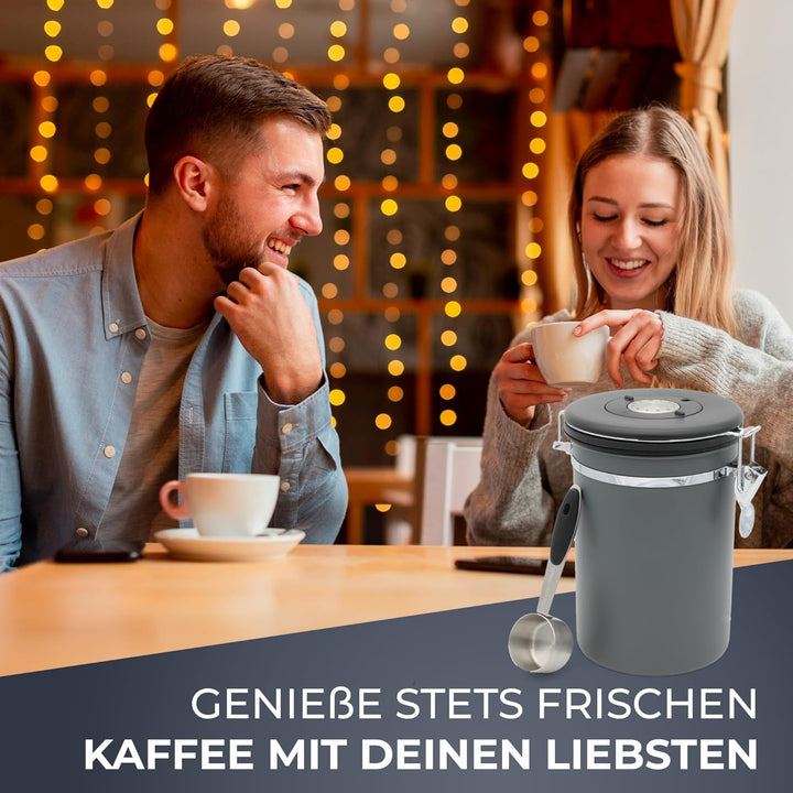 Wegardt Kaffeedose für 650g Bohnen I Behälter für Kaffeebohnen I Aromadose aus Edelstahl I Bohnenbeh