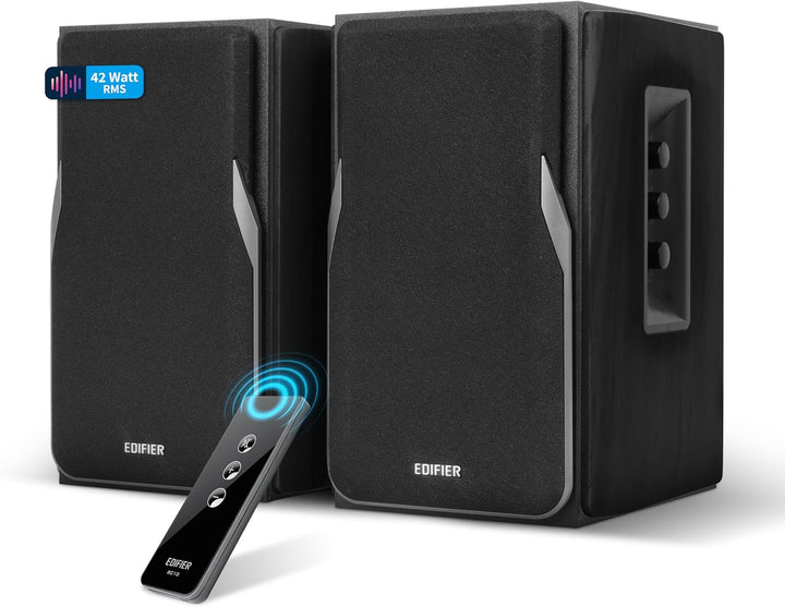 EDIFIER Studio R1380T 2.0 Regallautsprecher-System (42 Watt) im Echtholzgehäuse (MDF). Zwei LINE IN
