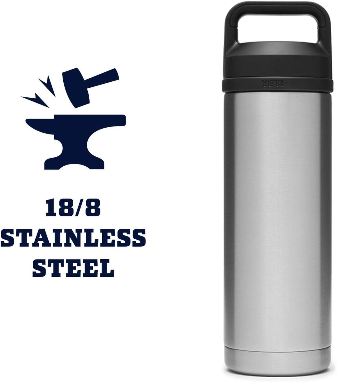 YETI Rambler 530 ml Flasche, vakuumisoliert, Edelstahl mit Trinkdeckel, Edelstahl Rostfrei, Silber
