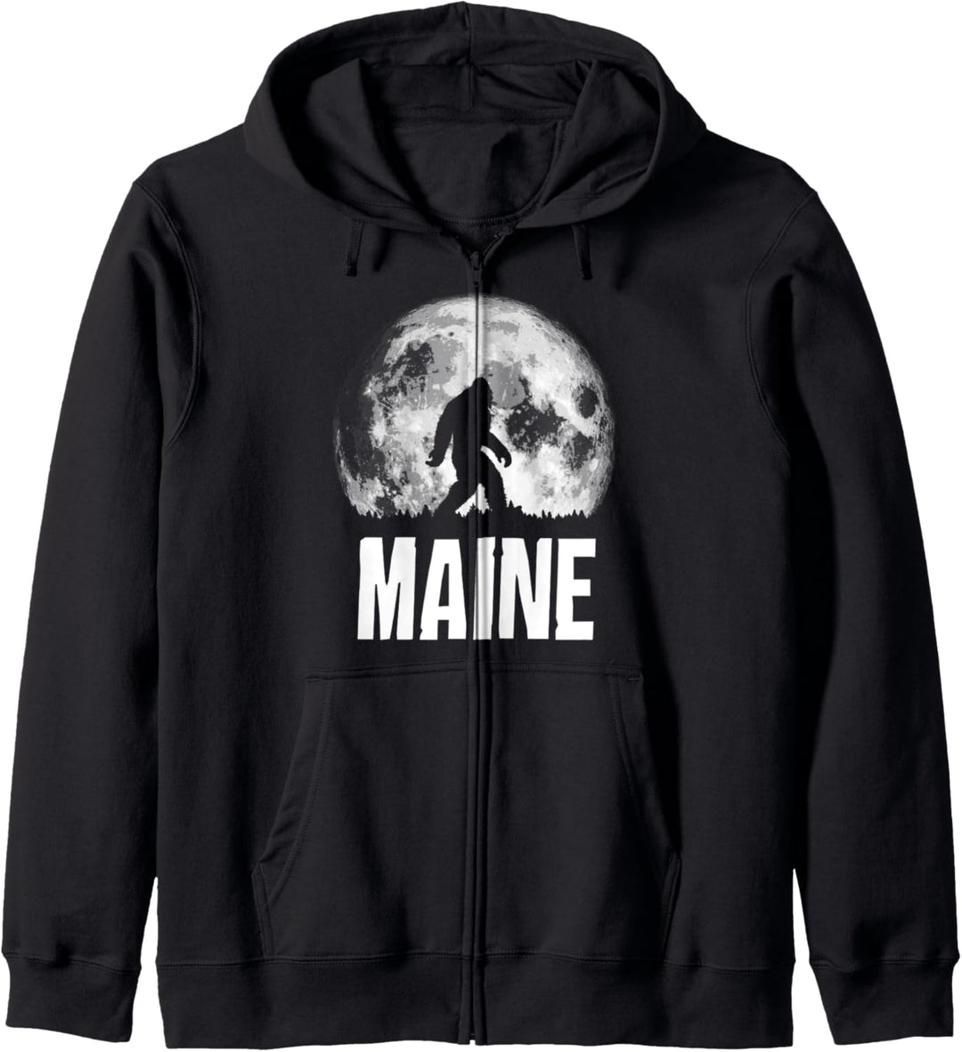 Maine Bigfoot Vintage Full Moon Retro Squatch State Pride Kapuzenjacke