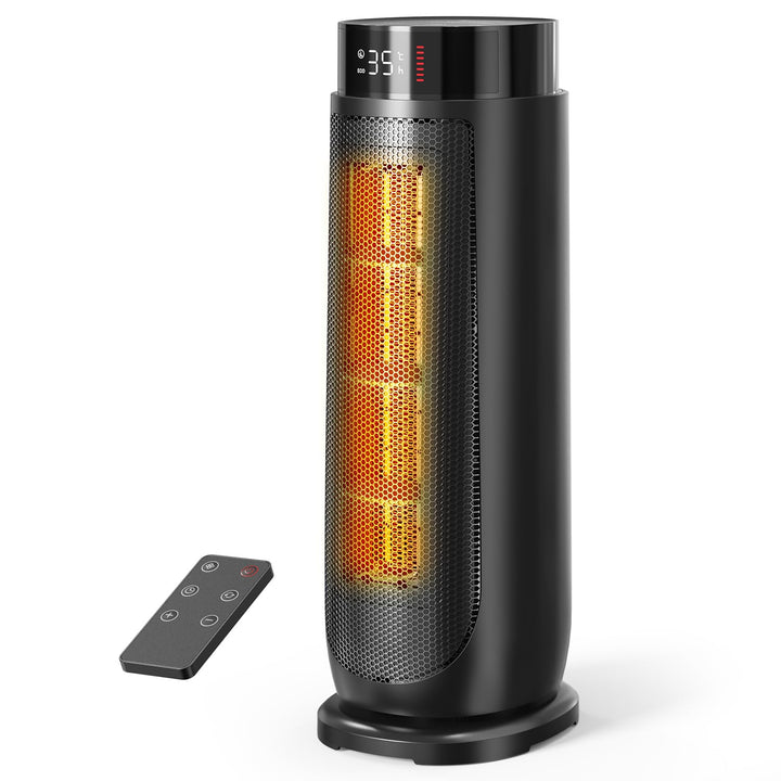 PTC Heizlüfter für Zuhause, Überhitzungs Kippschutz, Schwarz, 2000W | Thermostat, 90°-Oszillation fü