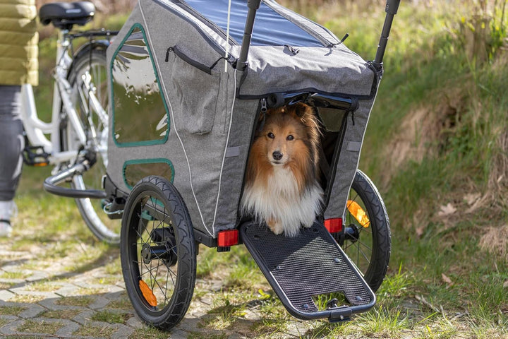 Trixie Dog Trailer for Bicycles 16.1 × 21.3 × 24.4 inches up to 55.1 lbs – Suspended Dog Bike Traile