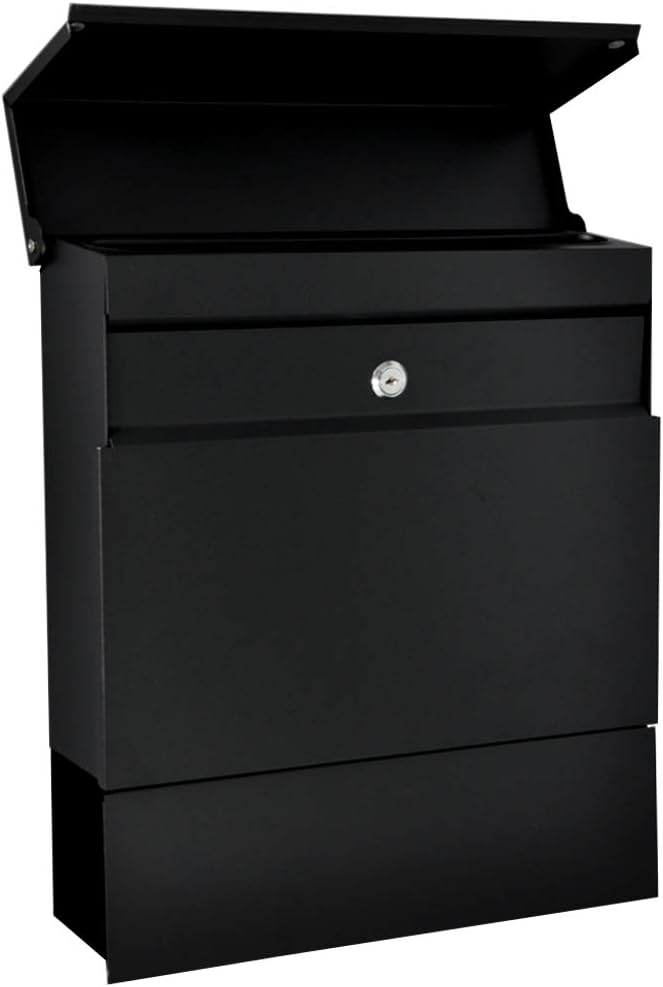 Designer Briefkasten Wandbriefkasten Postkasten mit Zeitungsfach Schwarz Matt RAL 9017 A4/C4 geeigne