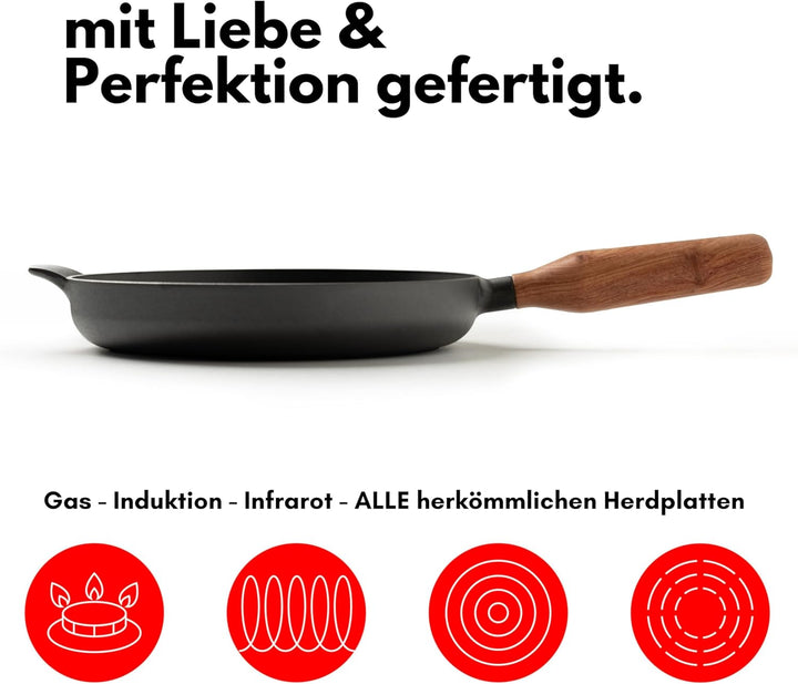 JAXX ROADHOUSE DIE BRATPFANNE - ausgezeichnete Premium Pfanne Gusseisen, Gusseisenpfanne Induktion,