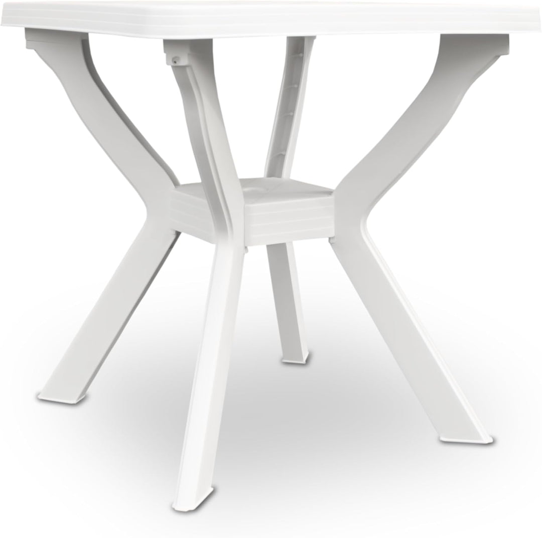 Spetebo Kunststoff Gartentisch quadratisch 70 cm - weiss - Campingtisch im klassischen Design - Balk