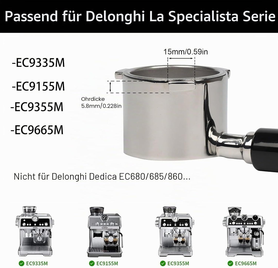 CAPFEI Bodenloser Siebträger 51mm für Delonghi La Specialista EC9335/9665/9155/9355