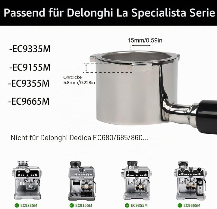 CAPFEI Bodenloser Siebträger 51mm für Delonghi La Specialista EC9335/9665/9155/9355