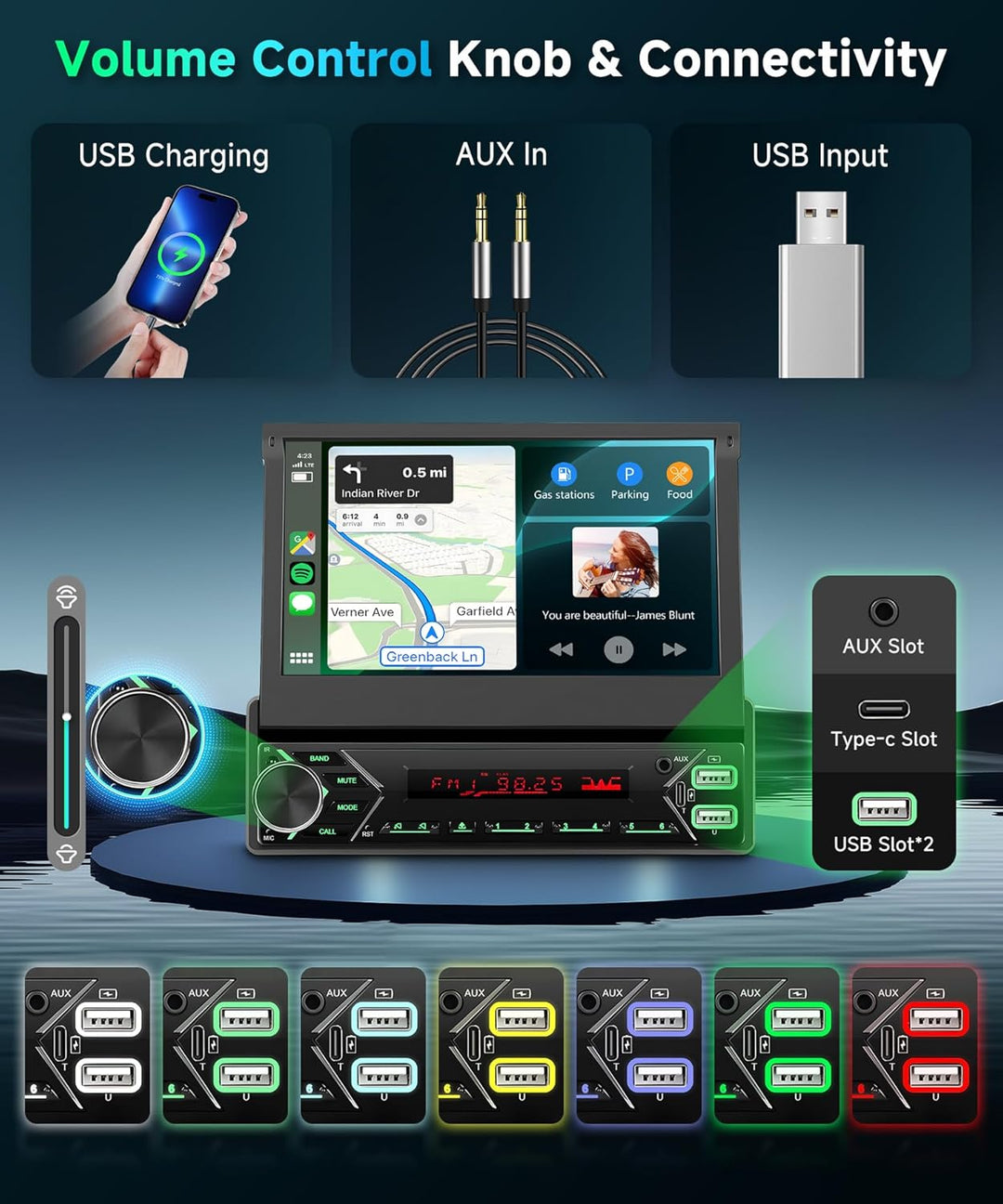 1 DIN DAB+ Autoradio mit 7" motorisiertem Touchscreen, Wireless CarPlay & Android Auto, Podofo Autor