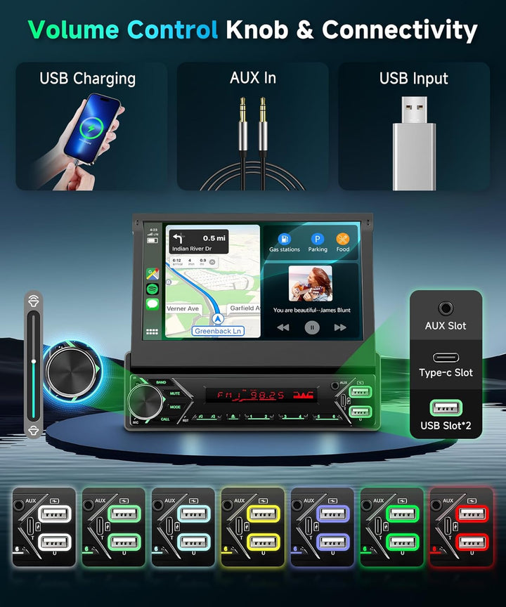 1 DIN DAB+ Autoradio mit 7" motorisiertem Touchscreen, Wireless CarPlay & Android Auto, Podofo Autor