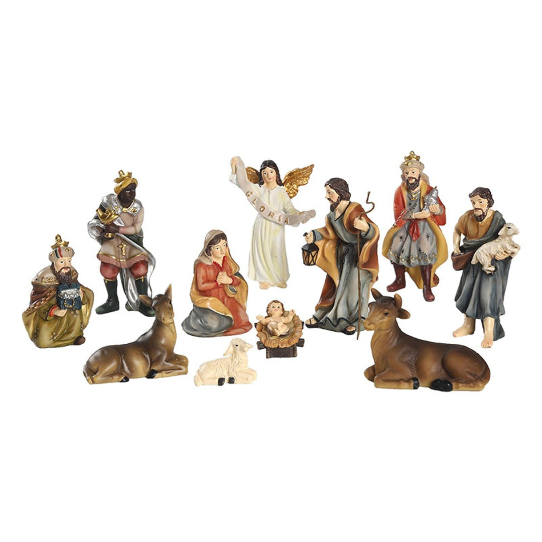 Qikam Krippenset mit 11 Figuren, Weihnachtskrippe handgefertigtes Weihnachtskrippenset Weihnachtskri