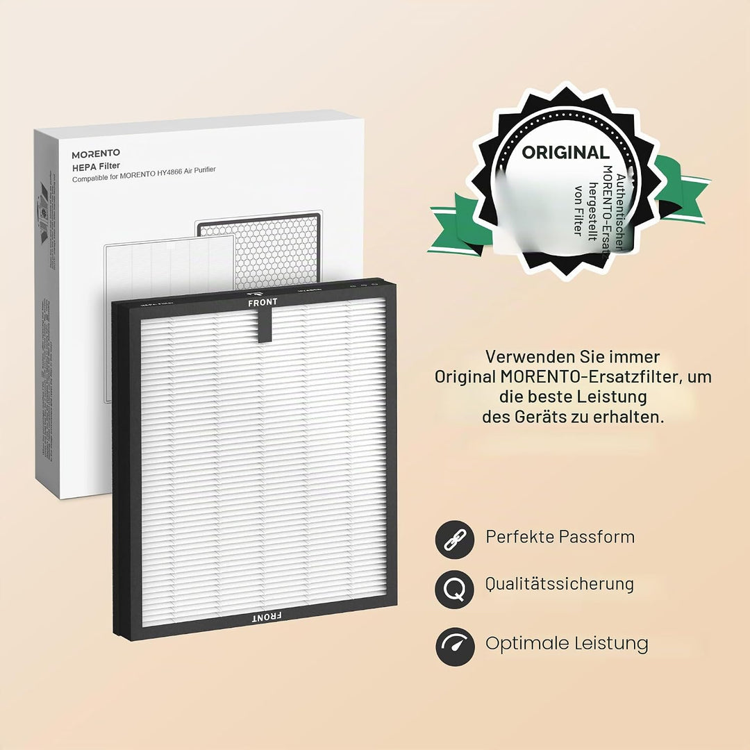MORENTO HY4866 Original Luftreiniger Ersatzfilter, H13 Echter HEPA Filter wird verwendet, um Staub,