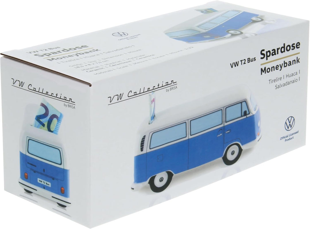 BRISA VW Collection - Volkswagen Spar-Büchse-Schwein-Dose im T2 Bulli Bus Design (Classic Bus/Blau)