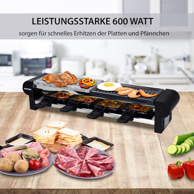 Syntrox Germany RAC-600W-Thurgau Edelstahl Design Raclette mit Grill und Heisser Stein für 4 Persone