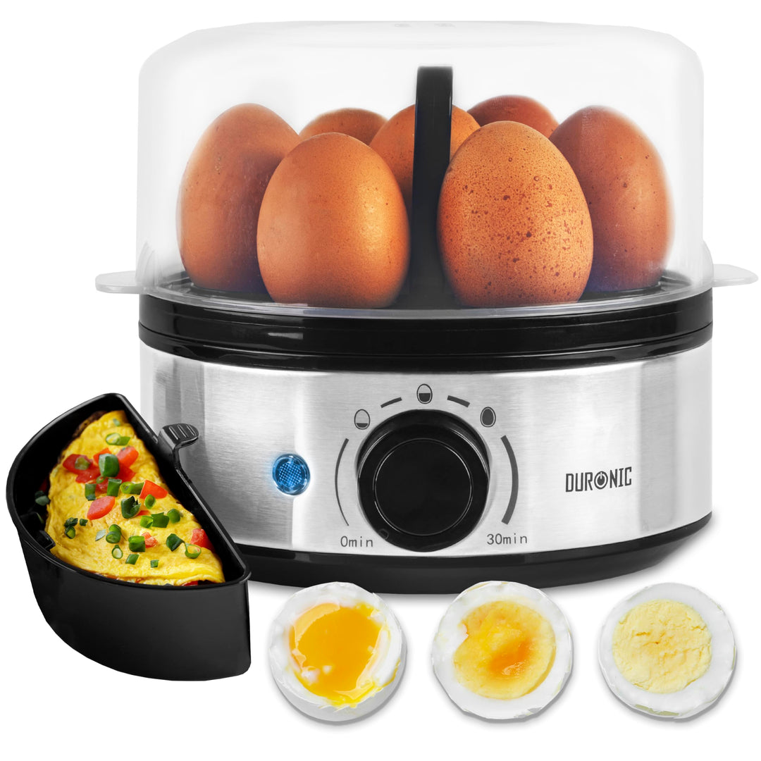 Duronic EB50 BK Eierkocher für 7 Eier, 400 Watt, Härtegrad von weich bis hart, mit Timer, mit Messbe