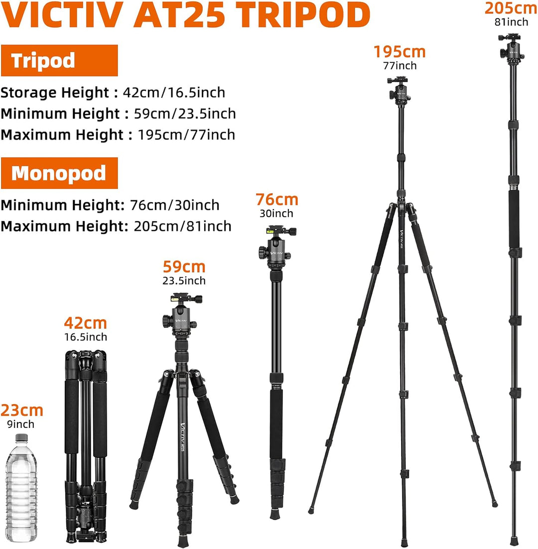 Victiv Kamera Stativ 205cm, Aluminiumlegierung Reisestativ Stativ, Kugelkopf mit 36 mm Ladegewicht 1
