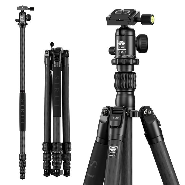 SIRUI AM-7C Carbon Reisestativ 2-in-1 mit 360° Kugelkopf, abnehmbares Bein als Monopod Trekkingstock