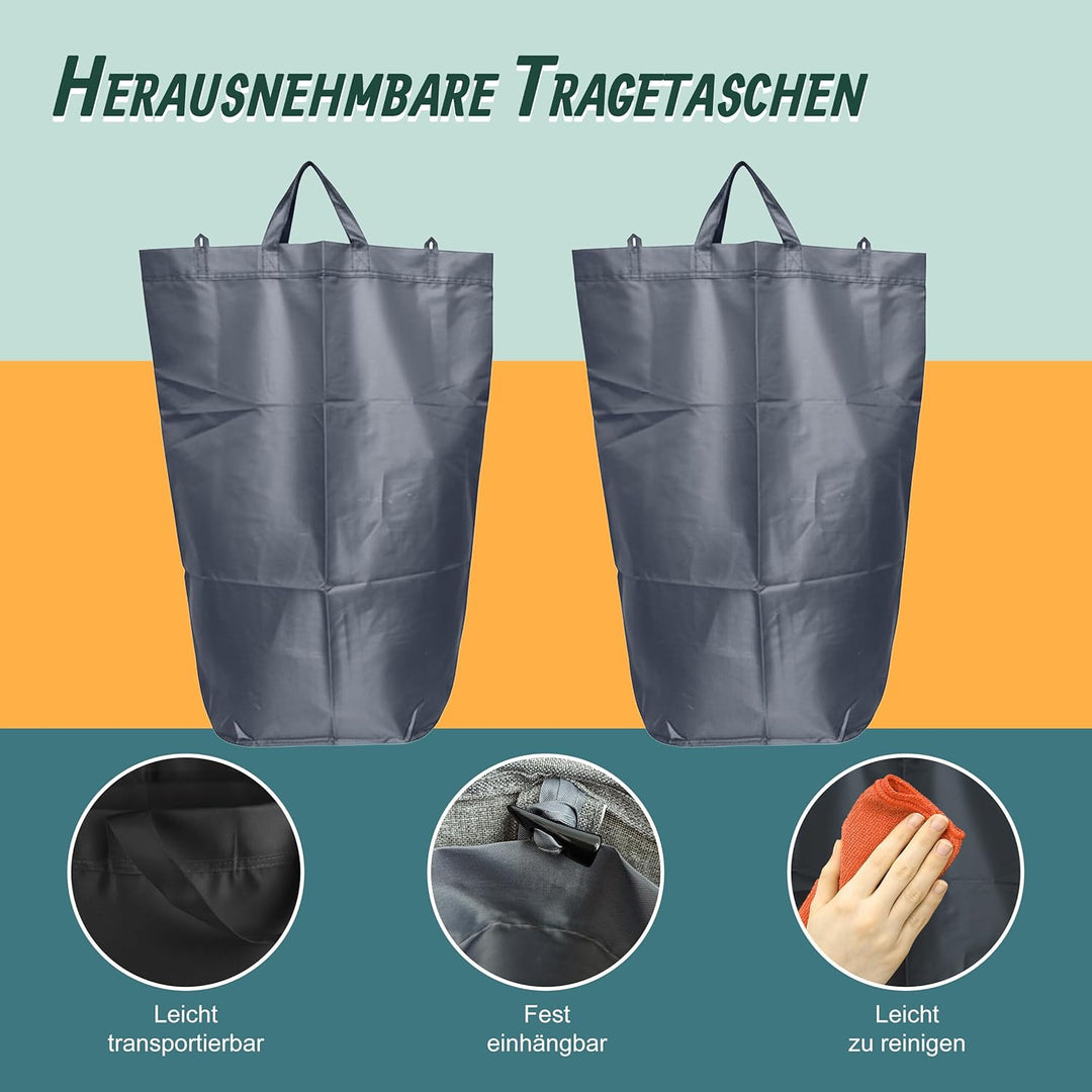 Relaxdays Pfandflaschen Sammelbehälter, 100 L, 2 Tragetaschen, abwischbar, Recycling, Flaschensammle