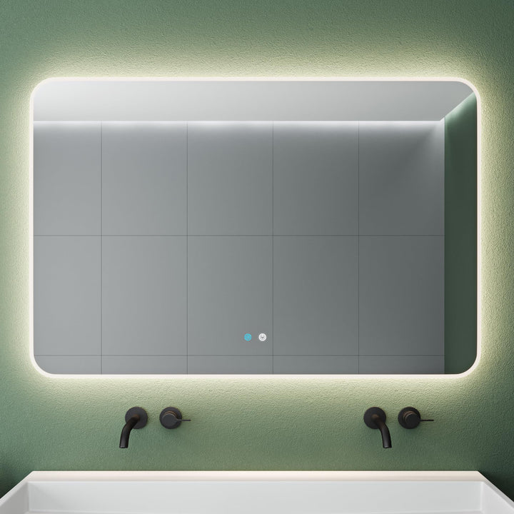 Mai & Mai Badspiegel mit LED Beleuchtung Wandspiegel 120x80cm Bad-Spiegel mit Touchschalter, Beschla