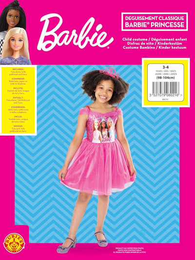 Rubies – offizielles Barbie-Kostüm – Klassisches Barbie-Prinzessin-Kostüm für Kinder – Grösse 2 – 3