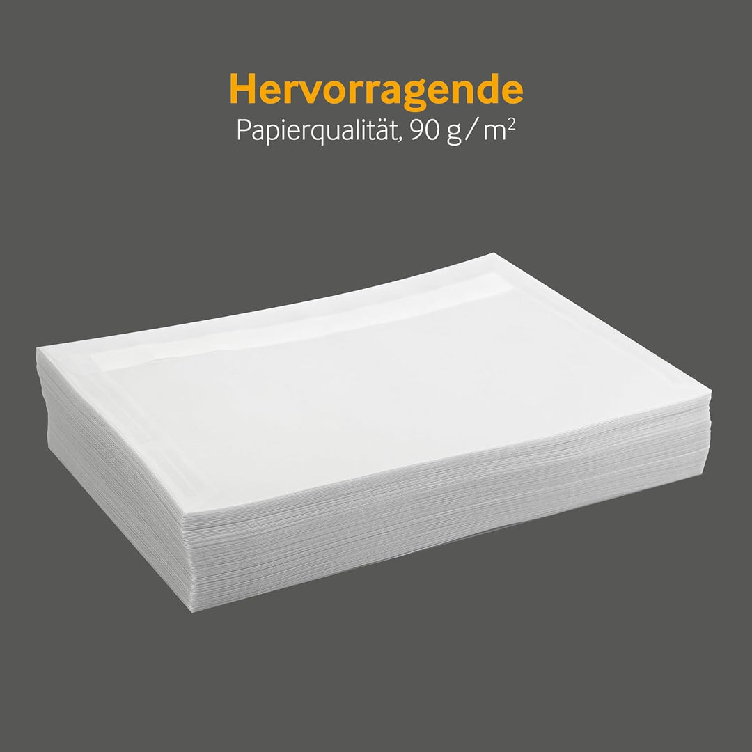 Transparente Briefumschläge, 162 x 229 mm (DIN C5), Weiss, 100 Stück, Haftklebung mit Abziehstreifen