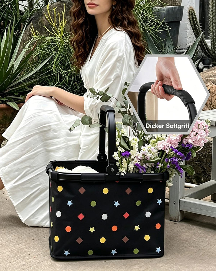 Diurwur®30L Einkaufskorb Stabiler Tragekorb Faltbar Einkaufstasch Gross Picknickkorb Klappkorb Reise