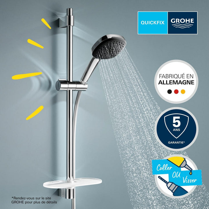GROHE Vitalio 110, Duschset mit Ablage, 14l pro Min (Duschstangenset mit: Duschkopf 2 Strahlarten, 1