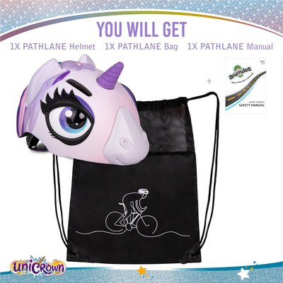ANIMILES Kinder Fahrradhelm - 3D Einhorn Helm & Hai Helm für Mädchen, Jungen 3-8 Jahre, Verstellbare