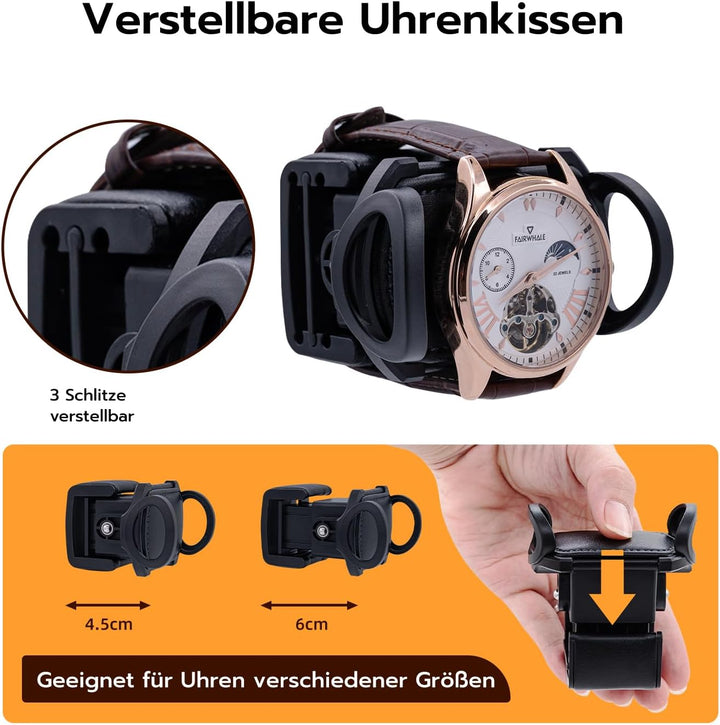 Mcbazel Multifunktionaler Uhrenbeweger für 2 Uhren, automatische Uhrenanzeige LED-Licht Schmuckaufbe