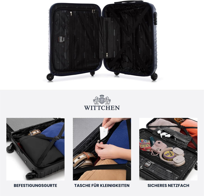 WITTCHEN Reisekoffer 4er Koffer-Set Rollkoffer Trolley Handgepäck Hartschale aus ABS mit 4 Spinner-R