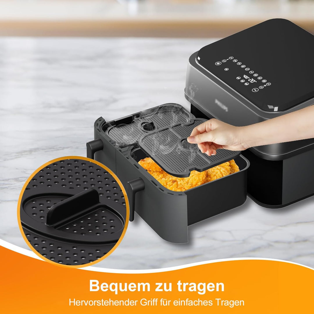 Heissluftfritteuse Spritzschutz für Philips Dual Basket 9l, 2 Stk Airfryer Spritzschutz für Philips
