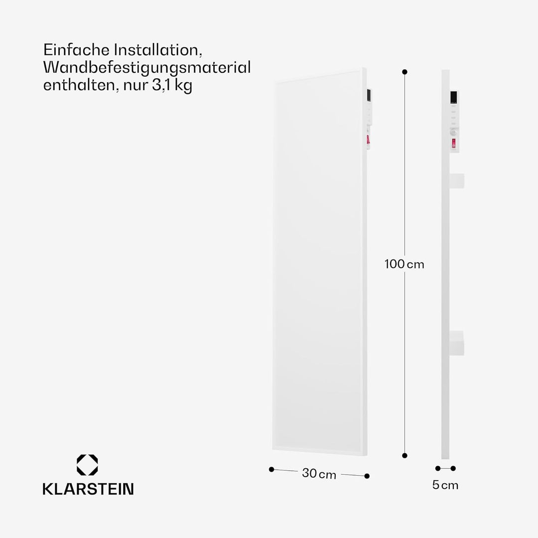 Klarstein Infrarotheizung mit Thermostat, 320W Elektroheizung, Smart Home Infrarotheizung zur Wandmo