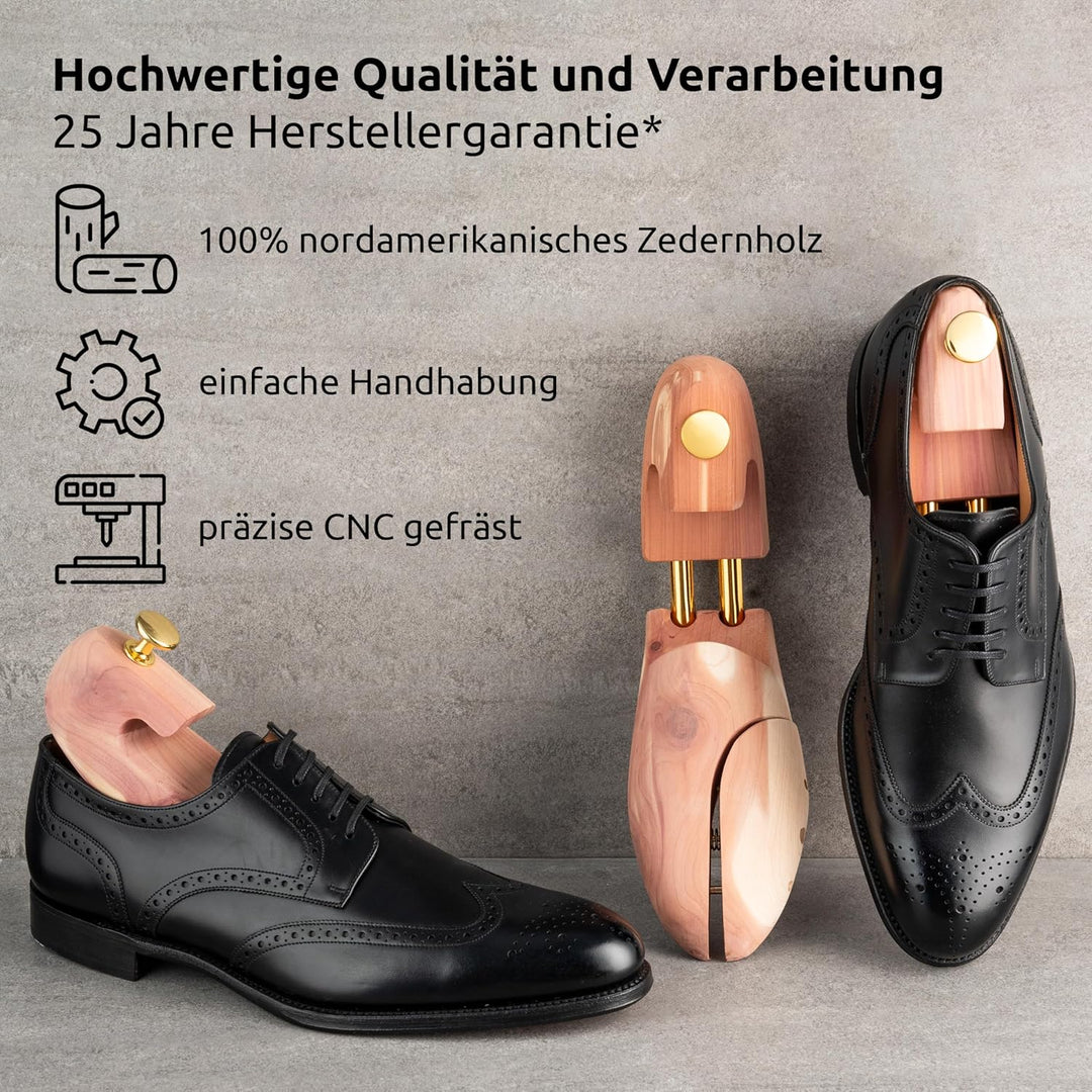 Langer & Messmer Schuhspanner aus Zedernholz für Herren und Damen inkl. Reiseschuhlöffel aus Zedernh