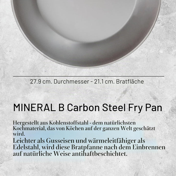 De Buyer Grosse Mineral B Bratpfanne aus schwarzem Eisen 28cm, Induktionsbratpfanne, für alle Kochfl