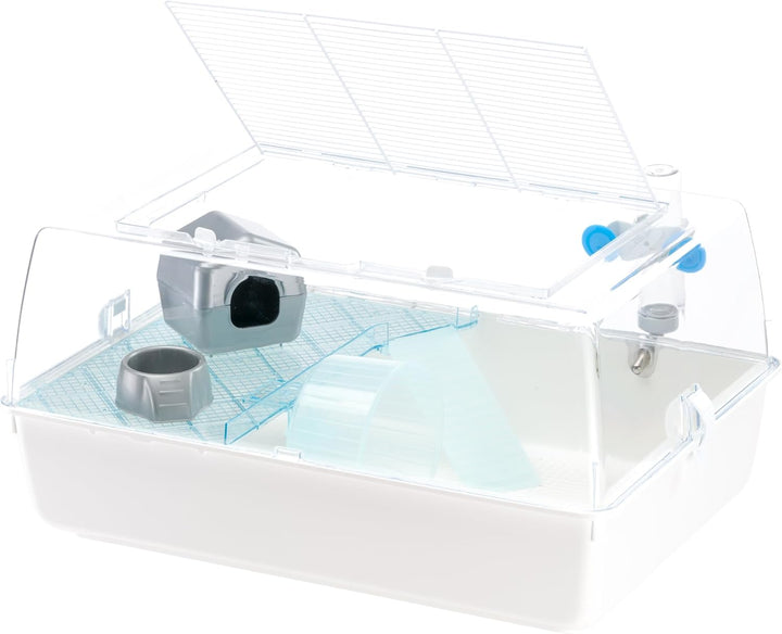 Ferplast Hamsterkäfig, Mäusekäfig MINI DUNA HAMSTER Zweistöckiger kleiner Käfig, Lüftungsgitter, Tra