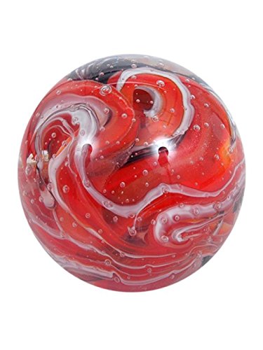 Traumkugel 238 (9-10cm) rot-weiss-schwarzer Wirbel - Glaskugel, Briefbeschwerer