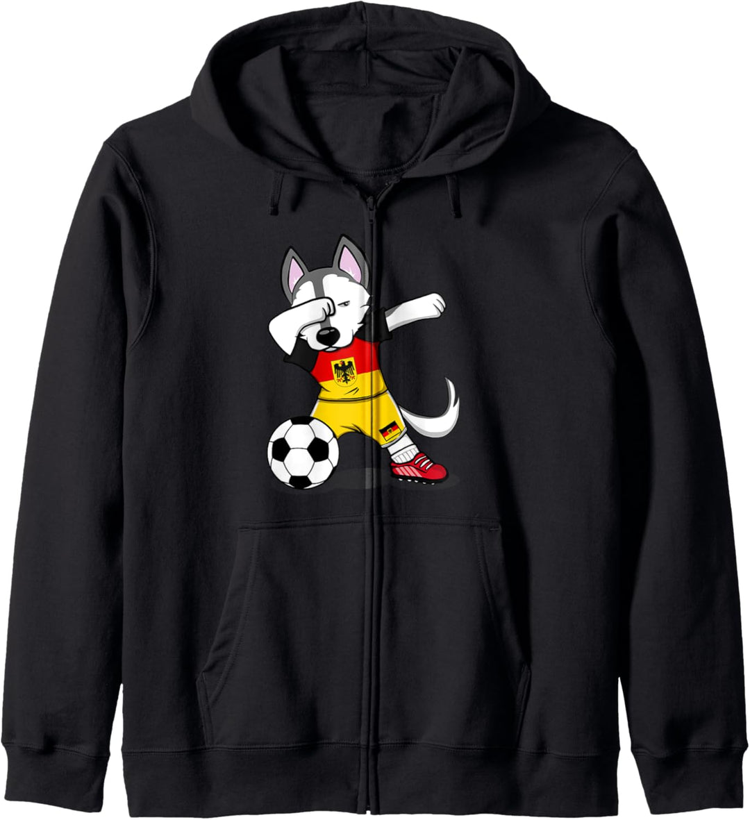 Tupfen Husky Dog Deutschland Fussball - Deutsche Flagge Kapuzenjacke