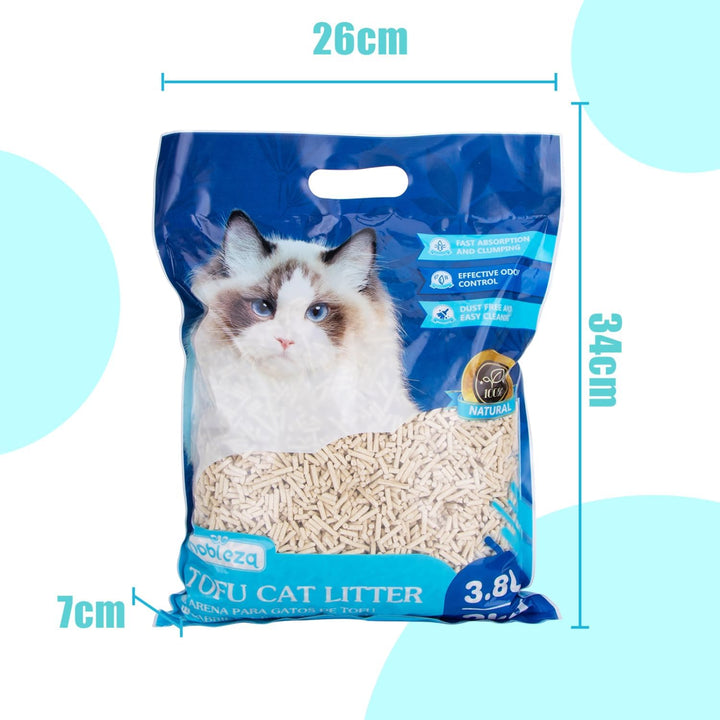 Nobleza Tofu Katzenstreu biologisch abbaubare – 3.8 Liter Katzen Streu klumpend, staubfreie und geru