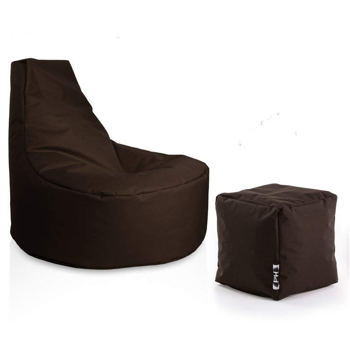 PATCH HOME Gamer Sessel Sitzsack inkl. Würfel Bean Bag Set Ø75cm, 30cm Sitzhöhe, 80cm Höhe + 35x35cm