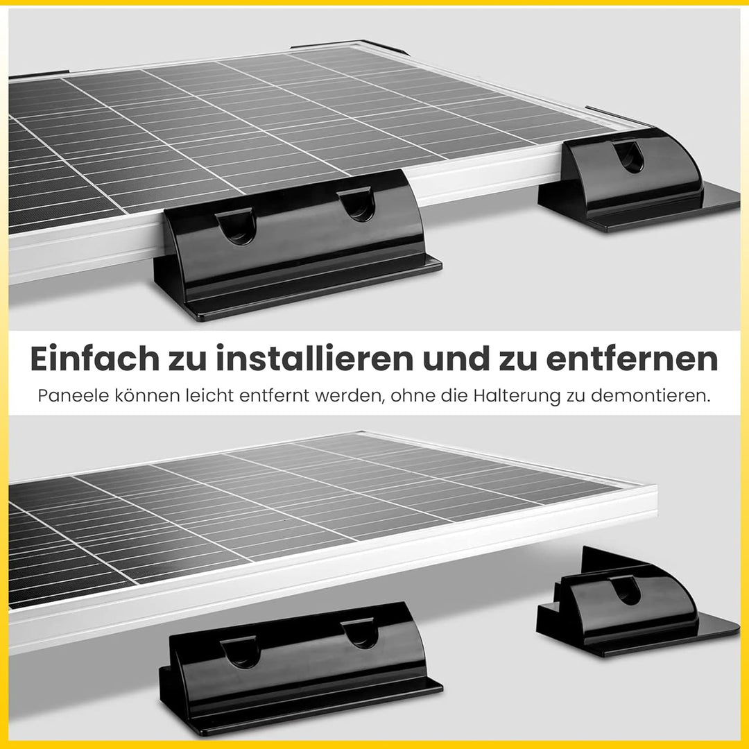 Offgridtec 2 Stück ABS Spoiler Verbindungsprofile 180mmx180mm, Montage-Seitenklemmen, 4 Edelstahl-Sc
