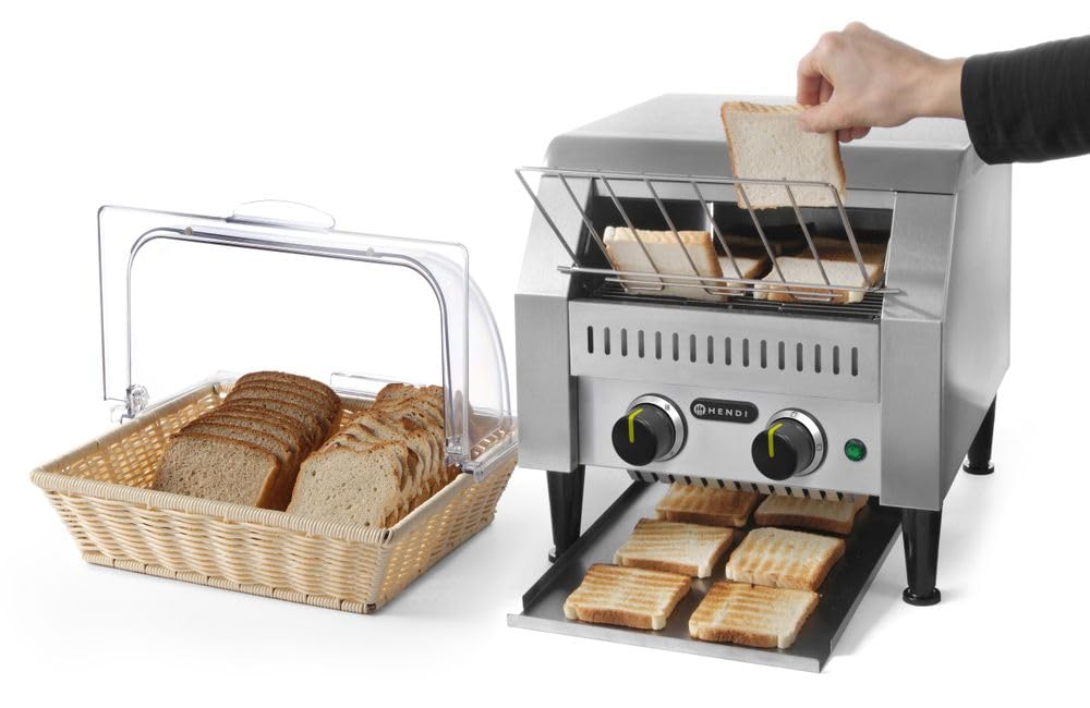 HENDI Durchlauf-Toaster, doppelt, Förderbandtoaster, Kettentoaster, Einstellbar Röstzeit bis zu 3 mi