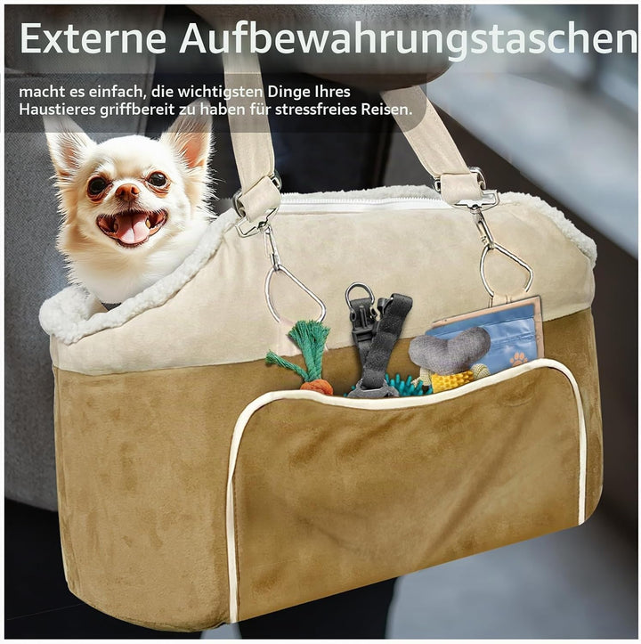 Konsole Hund Autositz für kleine Hunde - Tragbarer Sitzerhöhung mit Sicherheitsgurt, rutschfester Un