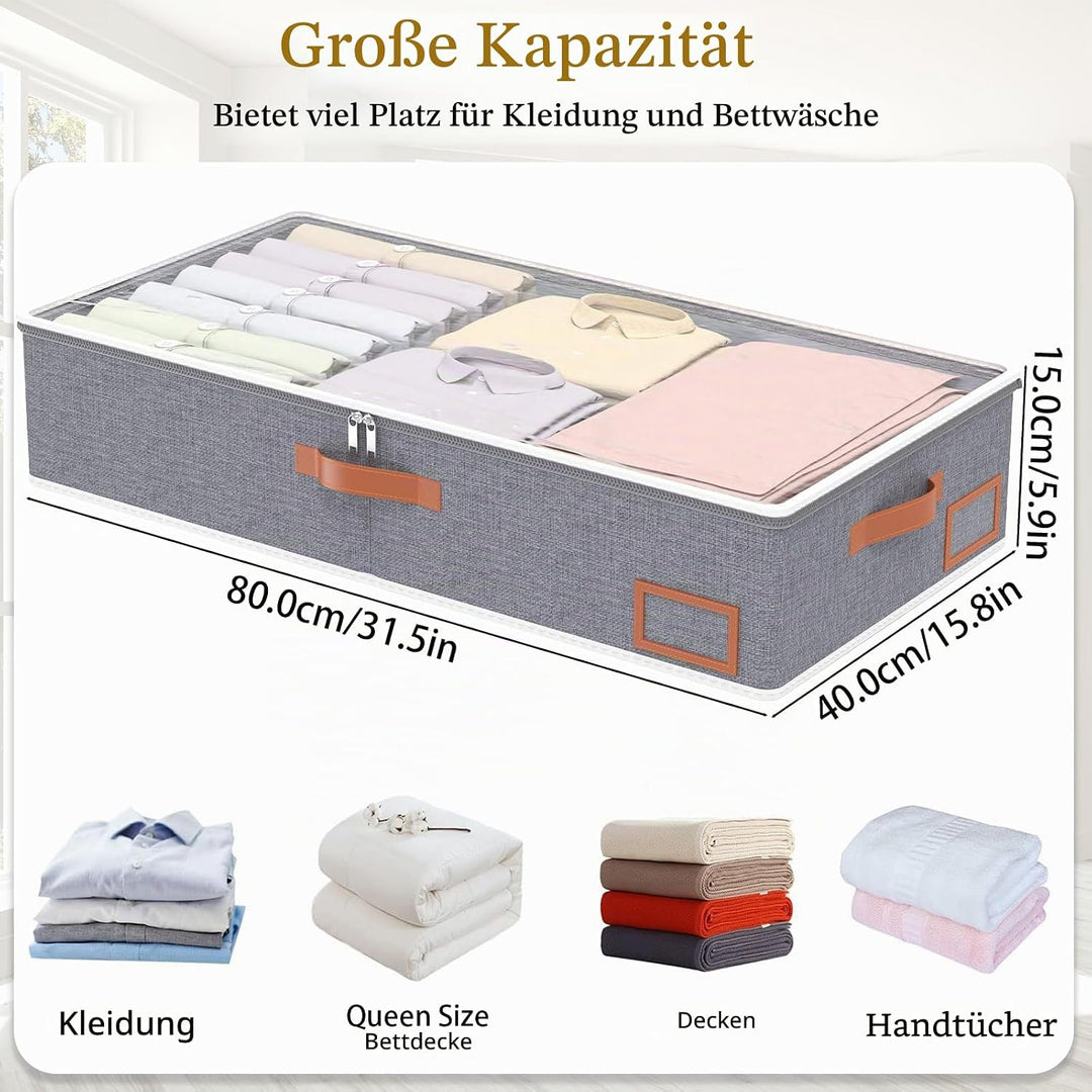 Yawinhe 2 Stück Unterbettkommode, Unterbett-Aufbewahrungstasche, Kleideraufbewahrung, Faltbare Aufbe