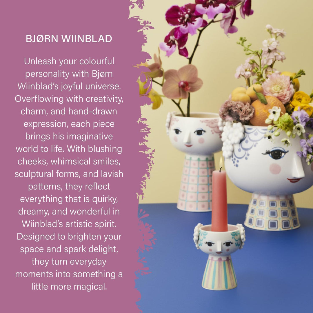 Bjørn Wiinblad Vase H23 cm Eva klassisches Design für Blumen, rosa Höhe: 23 cm, Durchmesser: 17,5 cm
