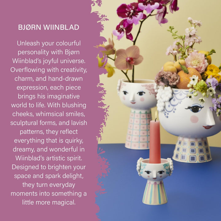 Bjørn Wiinblad Vase H23 cm Eva klassisches Design für Blumen, rosa Höhe: 23 cm, Durchmesser: 17,5 cm