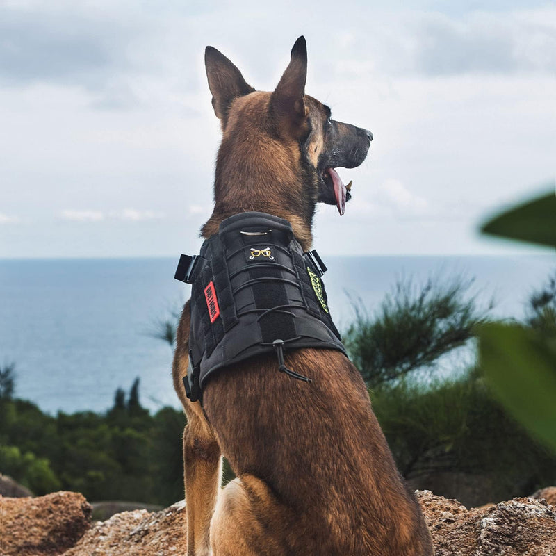 OneTigris Taktische Hundeweste Service Hundegeschirr MOLLE Hundeausbildung Geschirr 1000D Nylon (XL,