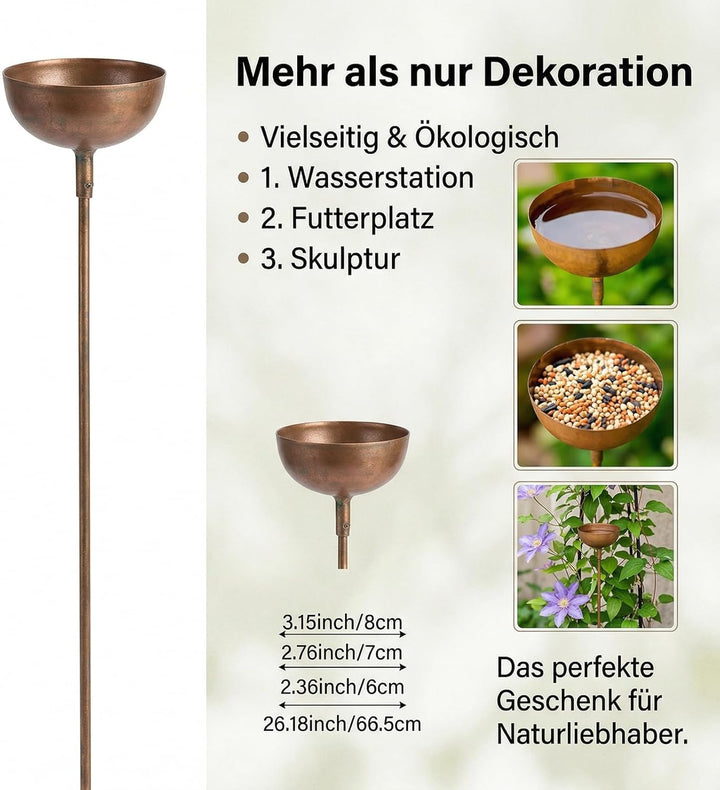 Regenfänger Gartenstecker Rost Gartenstecker Metall Gartendeko für Draussen Insektentränke Garten Na