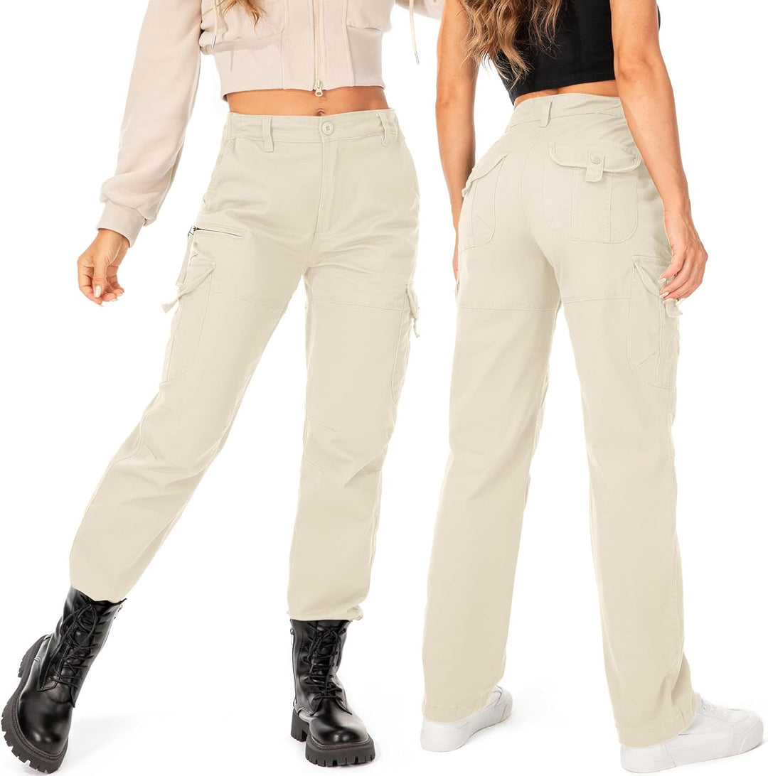 Cargohose Damen Hosen Multi Taschen Wanderhose Outdoorhose Baumwolle Arbeitshose Jogginghose Relaxed